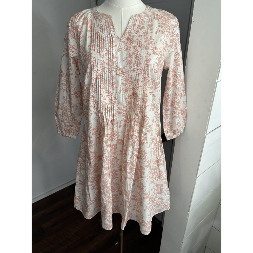 Wayward Fancies Eshakti Dress Womens Small 4 White Floral Swing Tunic Boho Mini